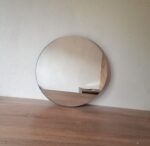 Large Round Wall Mirror: Wooden Base, Minimalist Decor - Image 6