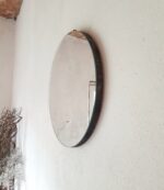 Large Round Wall Mirror: Wooden Base, Minimalist Decor - Image 4