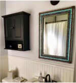 Mosaic Mirror | Gray Copper and Aqua | Large Wall Mirror | Bathroom Decor - Image 3