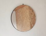Large Round Wall Mirror: Wooden Base, Minimalist Decor - Image 2