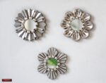 Small Accent Wall Mirror set 3, Decorative Round mirror 6" for room decor | Peruvian Handmade Mirror with silver leaf | Home christmas gifts