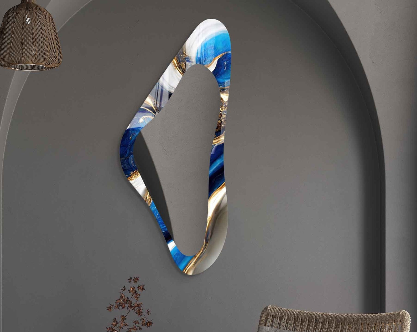 il_1588xN.4666718538_bt6x.jpg Asymmetrical Mirror, Irregular Mirror, Mirror Wall Decor on Tempered Glass, Entryway Hallway Mirror, Mirror for Bathroom, Luxury Home Decor - Image 1
