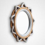 Rustic Wall Mirror: Golden Copper Metallic Tone, Silver Trim Color