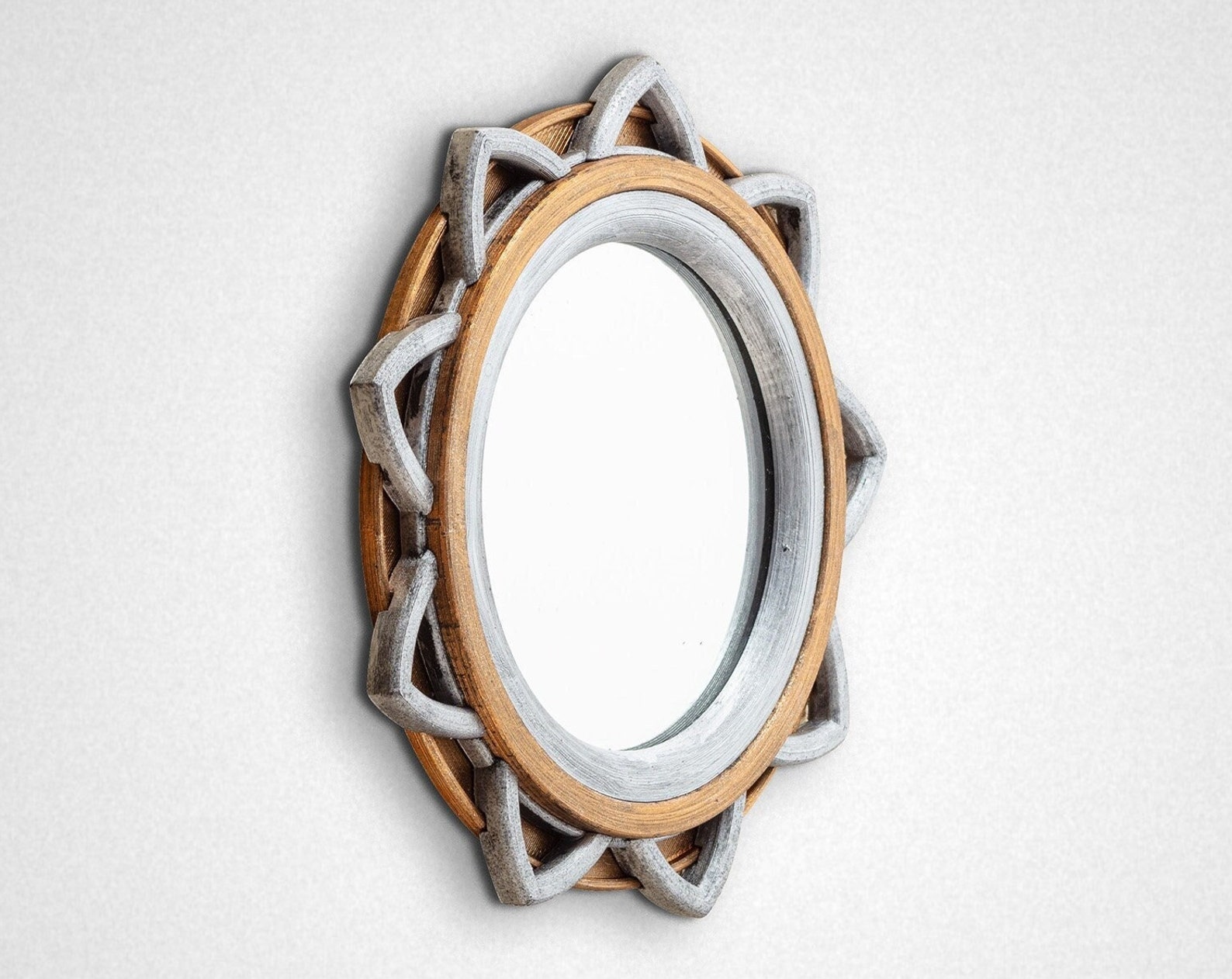 il_1588xN.4716459596_gl1j.jpg Rustic Wall Mirror: Golden Copper Metallic Tone, Silver Trim Color - Image 1