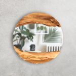 Made to Order, Olive Wood Round Wall Mirror, Live Edge Wood Wall Mirror, Wooden Frame Mirror Wall Decor, Wall Art, Small-Large
