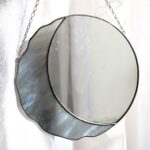 Stained glass crescent moon mirror Room decor Author's handmade home decor Mirror moon Stain glass moon decor Wall moon decor