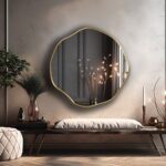Circular Asymmetrical Mirror, Scalloped Mirror, Glam Wall Mirror, Round Wall Decor for Powder Rooms - Round Mirror with Asmiro Quality