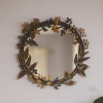 Floral Wood Accent Mirror: Small Boho Wall Decor (11''/27cm)