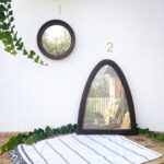 Antique Wooden Frame Wall Mirrors: Round Mirror (12.2") and Arch Mirror (24"x19.3")