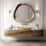 Asymmetric Gold Frame Mirror: Modern Home and Wall Decor, Vanity, Bathroom, Living room Mirror