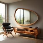 Asymmetrical Wooden Wall Mirror with Organic Frame, Handmade for Living Room Decoration - Image 5