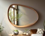 Asymmetrical Wooden Wall Mirror with Organic Frame, Handmade for Living Room Decoration - Image 4
