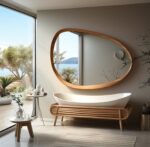 Asymmetrical Wooden Wall Mirror with Organic Frame, Handmade for Living Room Decoration - Image 2