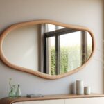 Asymmetrical Solid Wood Mirror – Organic Wall Frame – Rustic Bathroom and Living Room Decor