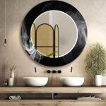 Asymmetrical Tempered Glass Wall Mirror: Modern Art Decor