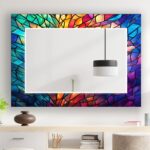Stained Glass Wall Mirror: Tempered Glass, Colorful Boho Decor