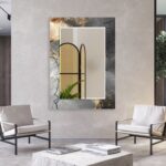 Asymmetrical Tempered Glass Wall Mirror: Large Round Mirror for Bathroom decor