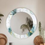 Marble Effect Tempered Glass Square Wall Mirror: Modern Bathroom Vanity Decor