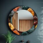 Round Glass Wall Mirror: Colorful Bathroom Over Sink and Vanity Decor