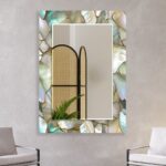 Asymmetrical Tempered Glass Wall Mirror: Modern Pearl Effect Design