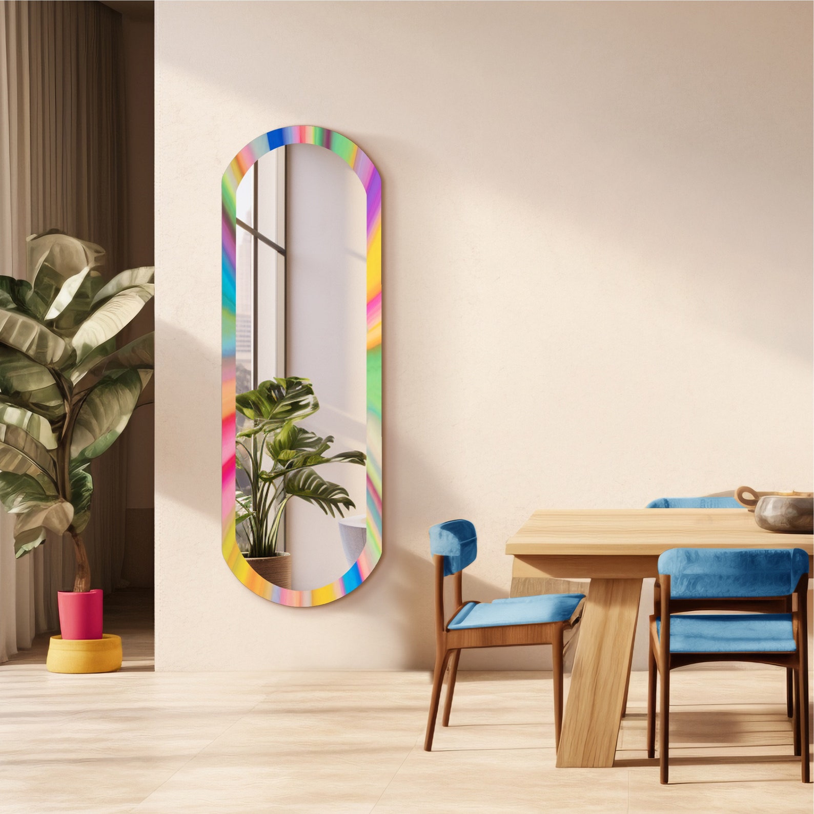il_1588xN.6056794258_4joz.jpg Framed Oval Mirror Wall Decor , Full Length Oval Bathroom Mirror , Elegant Bedroom Wall Mirror , Pill Shaped Mirror - Image 1