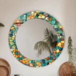 Mosaic Artwork Printing Glass Wall Mirror: Colorful Bathroom Decor