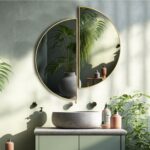 Half Circle Wall Mirror Set, Gold Modern Mirror, Split Mirror Design, Bathroom Vanity Mirror, Geometric Wall Decor