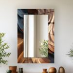 Curvy Wood Theme Tempered Glass Wall Mirror: Entryway Decor