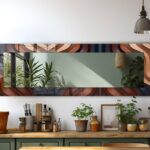 Curvy Wood Theme Tempered Glass Wall Mirror: Entryway Decor