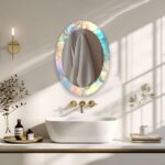 Tempered Glass Oval Wall Mirror: Modern Asymmetrical Bathroom Decor