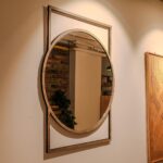 Wooden Geometric Round Wall Mirror - Wooden Frame Mirror Wall Decor, Wood Mirror, Circle Mirror, Housewarming Gift, Modern Mirror