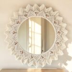 Macrame Beaded Wall Mirror, Bohemian Living Room Wall Mirror, Macrame Frame Wall Mirror, Mother's Day Gift, Housewarming Gifts, Large Mirror