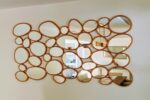 Gold Decorative Mirror with Pebble-Shaped Design – Modern Wall Mirror for Living Room, Bedroom & Entryway