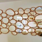 Gold Decorative Mirror with Pebble-Shaped Design – Modern Wall Mirror for Living Room, Bedroom & Entryway