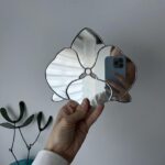 Stained Glass Orchid Mirror: Handmade Floral Wall Decor