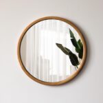 Minimalist wall mirror - Mirror wall decor - Modern Round mirror - Oak Wood frame mirror - Living room mirror - Large wall mirror