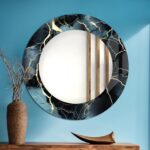 Tempered Glass Round Wall Mirror: Marble Theme Decor
