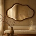 Asymmetrical Wooden Wall Mirror: Modern Irregular Decorative Mirror