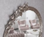Bird Oval Silver Wall Mirror / Handmade Resin Frame / 21x26 inches - Image 2