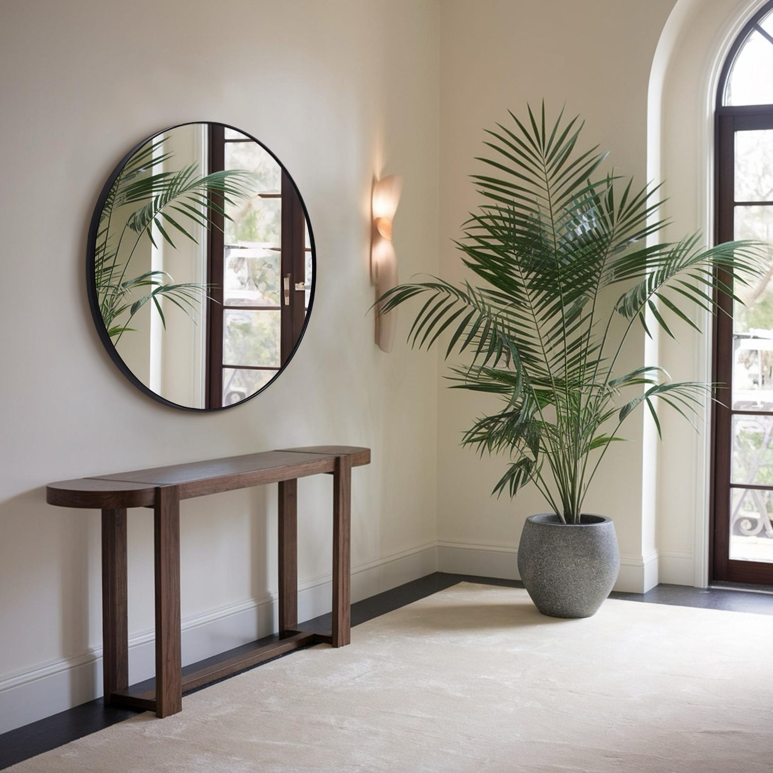 il_1588xN.6880002955_bwna.jpg Freya Obsidian Round Wall Mirror: Elegant Minimalist Home Decor - Image 1