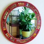 Red and gold mosaic wall mirror