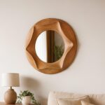 Birch Plywood Wavy Wall Mirror: Asymmetric Wooden Decorative Mirror