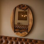Handmade Oval Decorative Mirror, Live Edge Modern Wall Mirror, Natural Wood Living Room Mirror, Bathroom and Toilet Mirror, Christmas Gift