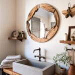 Solid Olive Wood Circle Wall Mirror, Handmade Rustic Round Mirror, Live Edge Wood Wall Mirror, Organic Egde Natural Mirror for Entryway - Image 7