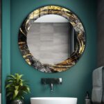 Black & Gold Abstract Wall Mirror: Tempered Glass, Various Shapes