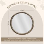 Selene 30x30” Round Mirror by Nova Living – Silver Aluminum Frame, Perfect for adding luxury to Living Room, Entryway, or Vanity. - Image 4
