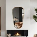 Organic Shape Wall Mirror – Modern Accent for Living Room or Fireplace Mantel