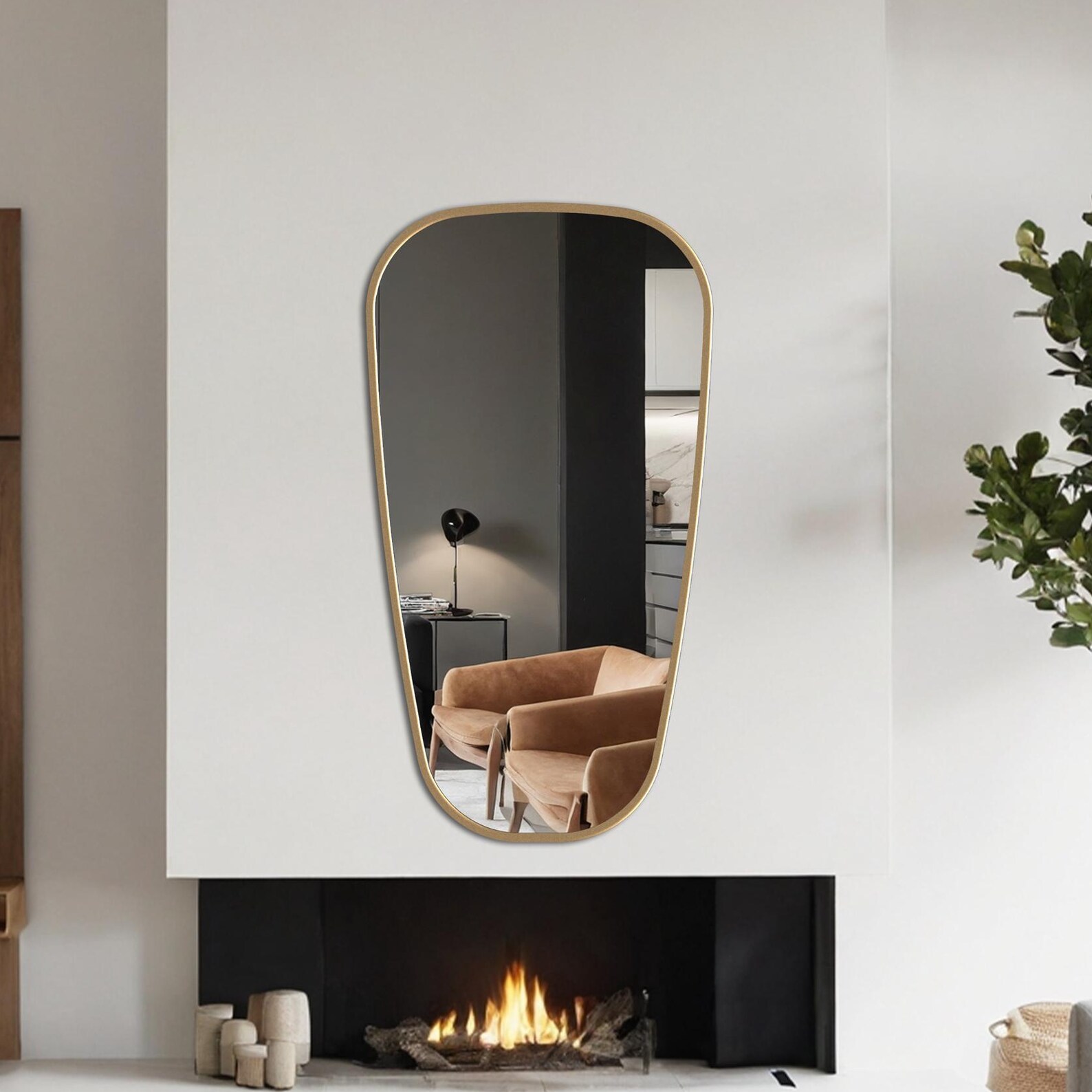 il_1588xN.7150567951_fa8f.jpg Organic Shape Wall Mirror – Modern Accent for Living Room or Fireplace Mantel - Image 1