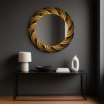 Gold Swirl Round Wall Mirror, Tempered Glass