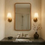 Minimalist Scandinavian Rustic Oak Entryway & Living Room Wall Mirror – Natural Wood Framed Bathroom Mirror